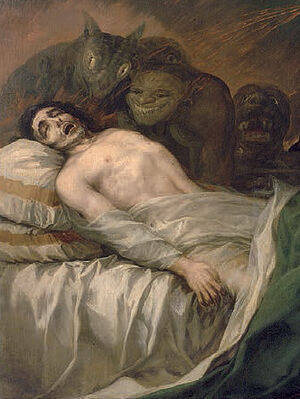 Франсиско де Борха и умирающий нераскаявшийся грешник. Фрагмент. Художник: Франсиско Гойя