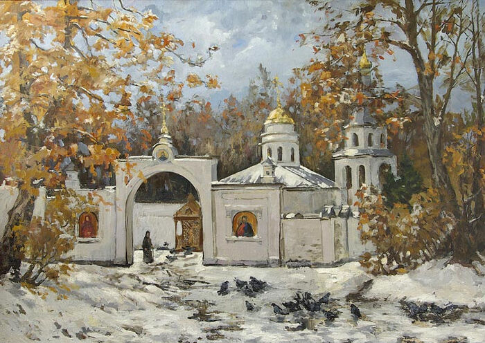 Снег на Покров Пресвятой Богородицы. Художник: Владимир Зайцев